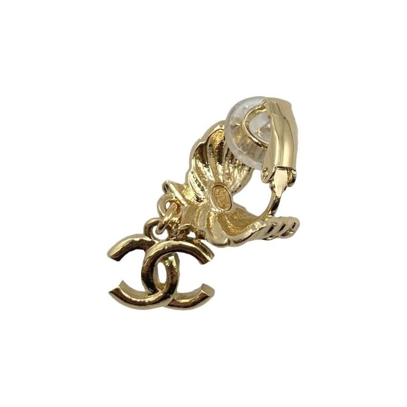 Chanel Earrings Coco Mark CC Logo Star Rhinestone Pearl Gold Chanel