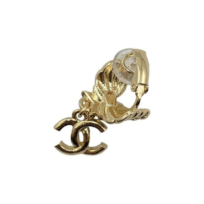 Chanel Earrings Coco Mark CC Logo Star Rhinestone Pearl Gold Chanel