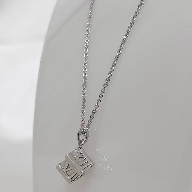 Tiffany & Co Necklace Cube Silver Atlas Polished Excellent Condition