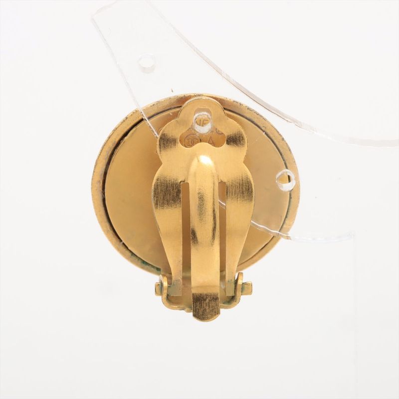 Chanel Logo Earring (one Side Only) 94A GP Gold And Black Made In France