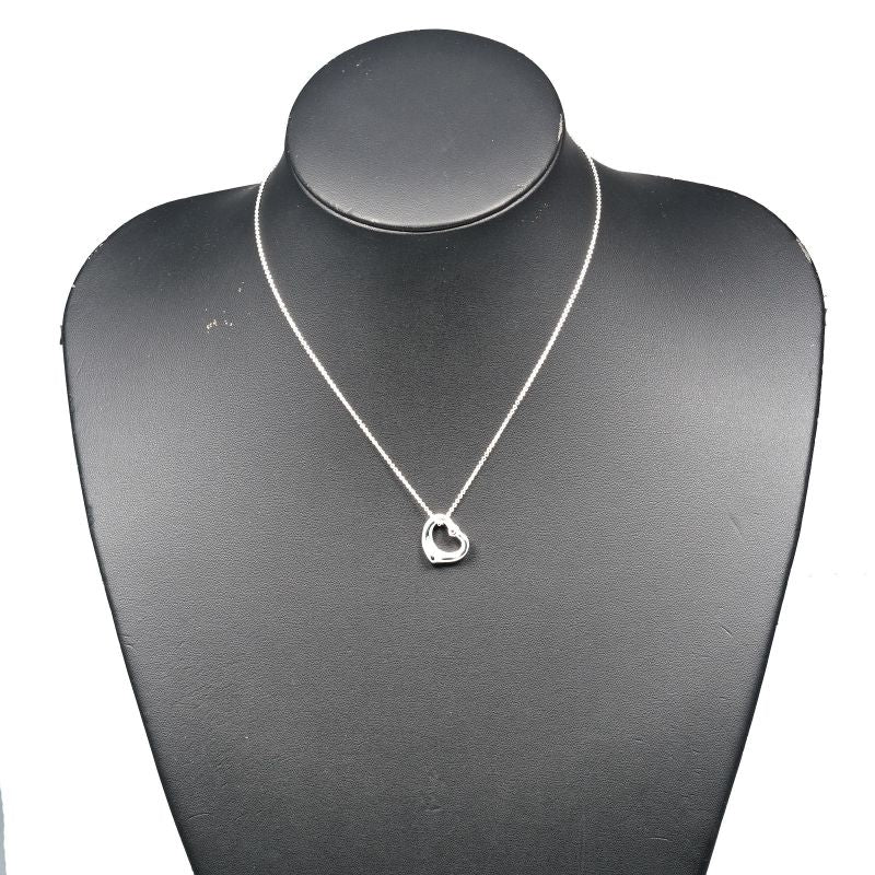 Tiffany & Co Open Heart 925 Silver And Pink Sapphire Ladies 3.64g Necklace