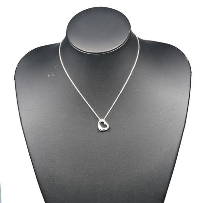 Tiffany & Co Open Heart 925 Silver And Pink Sapphire Ladies 3.64g Necklace