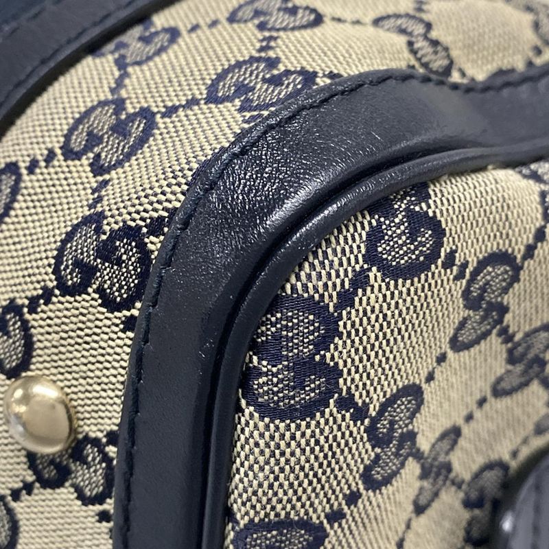 Gucci Handbag GG Pattern 269876 Navy X Ivory X Red Mini Boston Leather