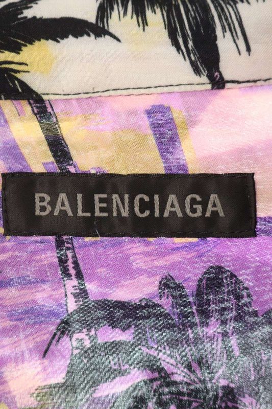 Balenciaga 839190 Tsld3 Viscose Palm Tree Short Sleeve Shirt Men's 2
