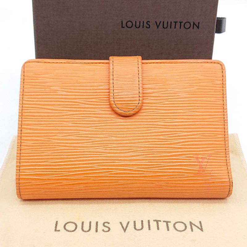 Louis Vuitton Epi Portefeuille Viennois Foldable Wallet Clasp Orange Box