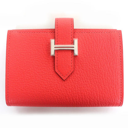 Hermes Bearn Mini Chevre Rose Texas Silver Hardware Mini Wallet Fold Wallet