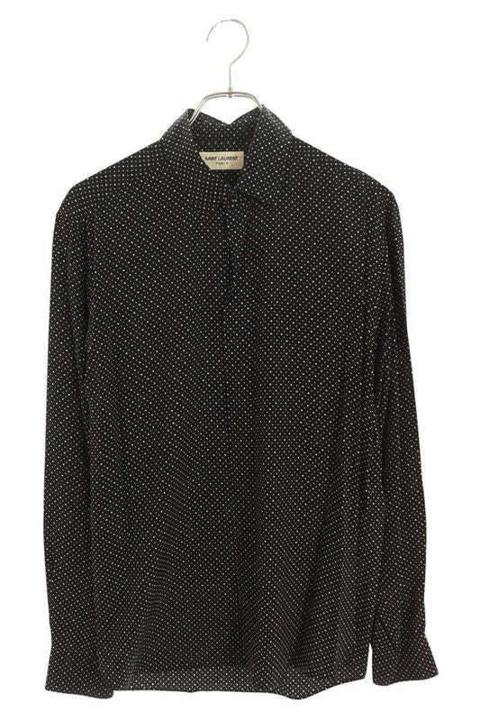 Saint Laurent Paris 646850 Y2e62 Silk Dot Long Sleeve Shirt Men's 37