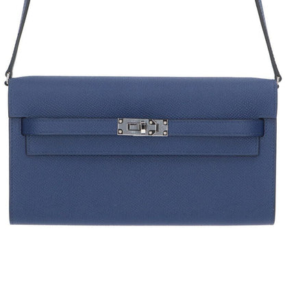 Hermes Kelly Togo K Engraved Svhardware Vaux Epson Blue Saphir Wallet Women's