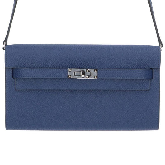 Hermes Kelly Togo K Engraved Svhardware Vaux Epson Blue Saphir Wallet Women's
