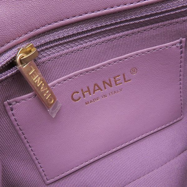 Chanel Shoulder Bag Matelasse Small Flap Lambskin Purple Gold Hardware Chain