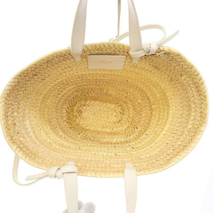 Celine Triomphe Pannier Raffia 2-Way Basket Bag Beige White