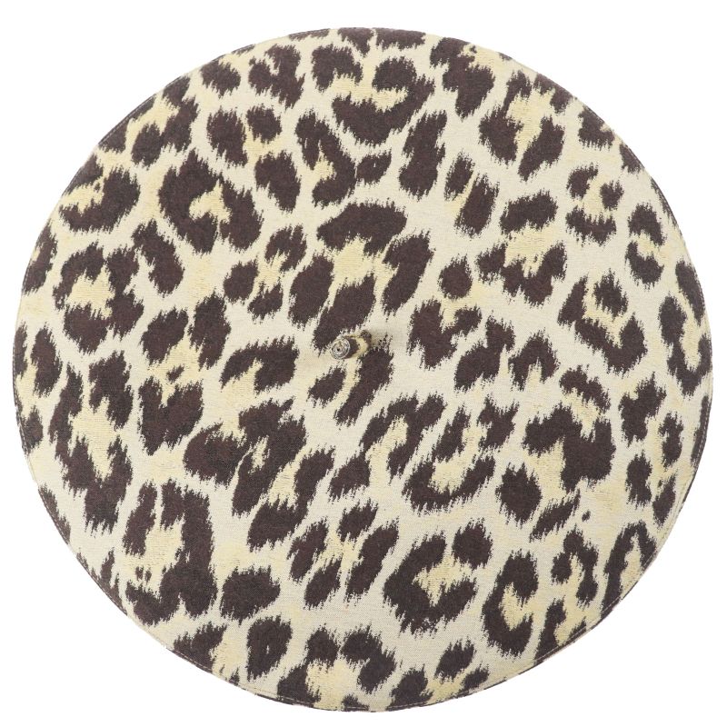 Christian DIOR 14leo910i134 Leopard Pattern Beret Beige Dark Brown 57 Made In
