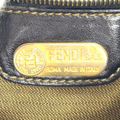 Fendi Zucca Leather And Canvas Brown And Black Shoulder Bag Gold