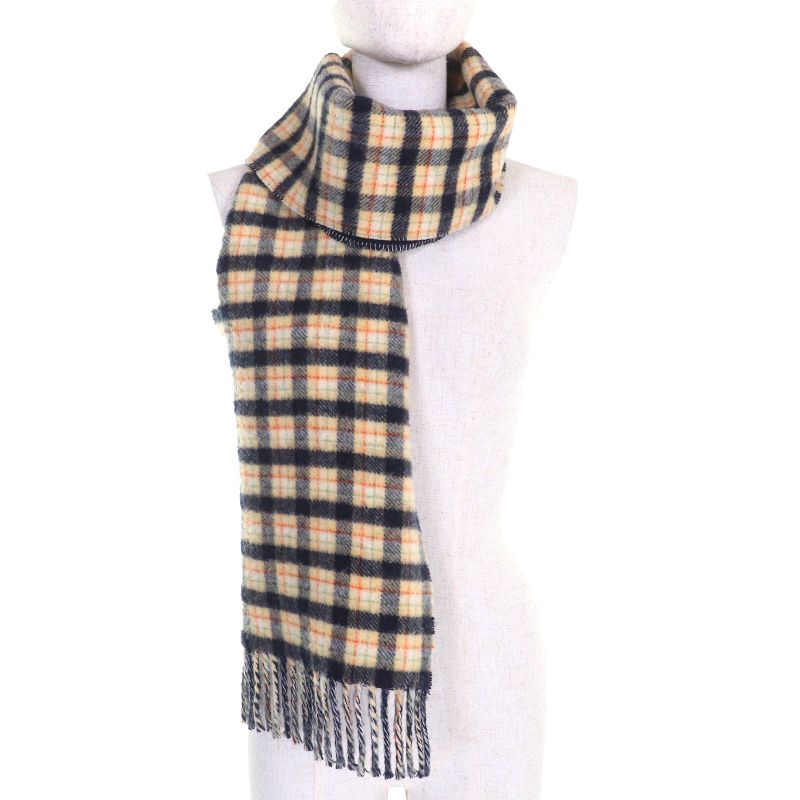 Gucci 597527) Wool 100 Checked GG Pattern Reversible Scarf Scarf With Fringe
