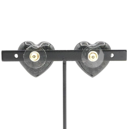 Chanel Earrings Earring Gold Black Coco Mark Rhinestone Heart