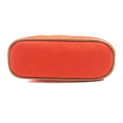 Hermes Bolide Pouch Mini 100% Cotton H Logo Embroidery Leather Use Cosmetic