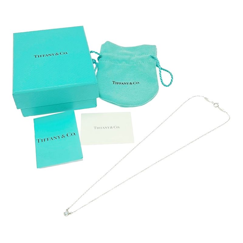 Tiffany & Co Silver Aquamarine by-the-Yard Necklace 1.6g 925 Engraved 457124