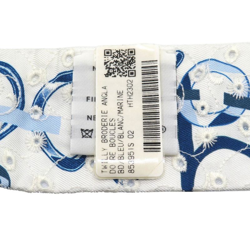 Hermes Twillie De L'ebookle Broderie Anglaise Silk Blue Scarf Blue 0176 Hermes