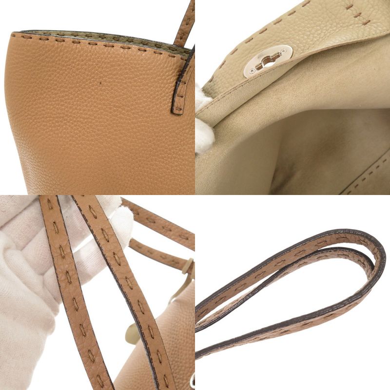 Fendi Selleria Carla Leather Brown Tote Handbag Brown 0024 Fendi