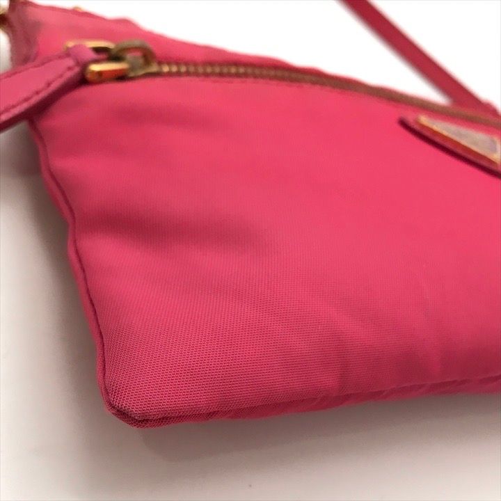 Prada Triangle Logo Nylon Tessuto Mini Shoulder Bag Pouch Pink