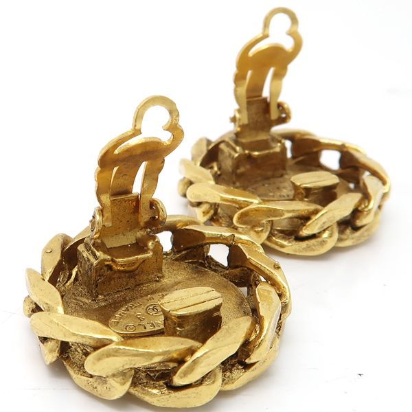 Chanel Earring Vintage GP Rhinestone Coco Mark Diameter Approx 3cm (1.18in)