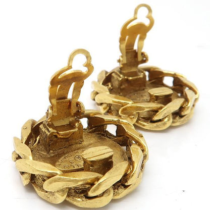 Chanel Earring Vintage GP Rhinestone Coco Mark Diameter Approx 3cm (1.18in)