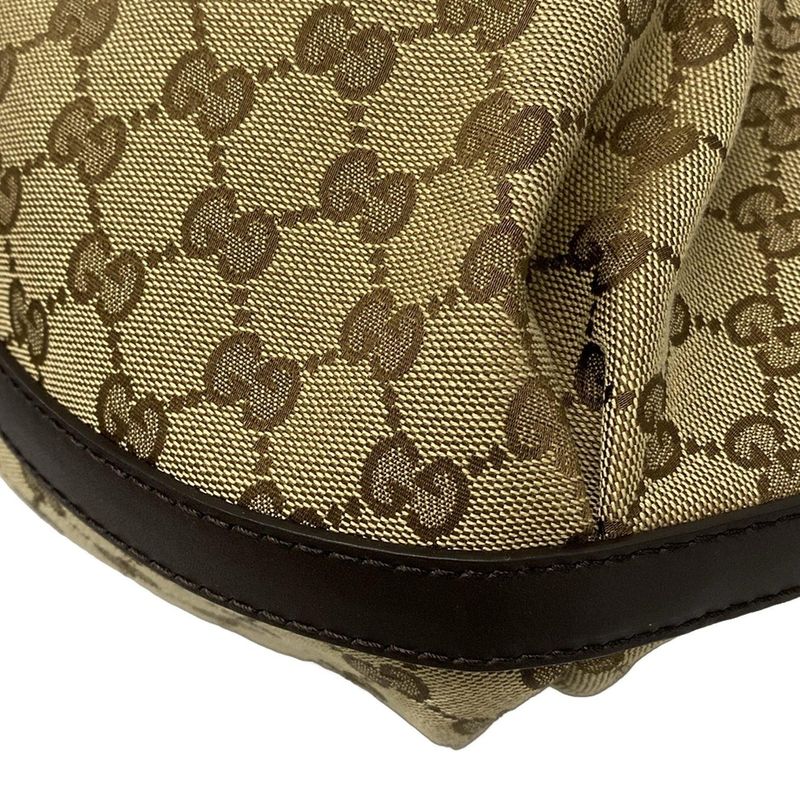 Gucci Tote Bag GG Pattern Scarlet 269953 Beige And Dark Brown Leather