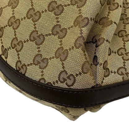 Gucci Tote Bag GG Pattern Scarlet 269953 Beige And Dark Brown Leather