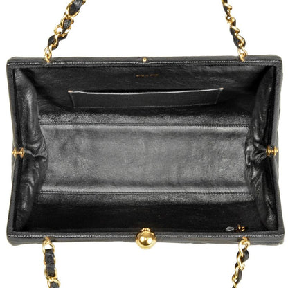 Chanel Handbag Caviar Skin Black Gold Hardware 3rd Platform Gusset Vintage
