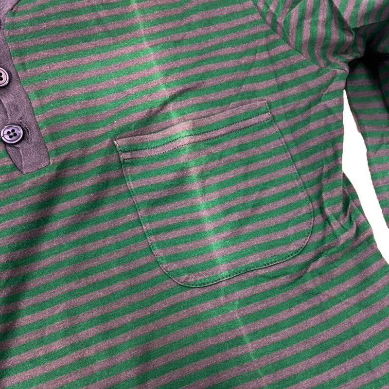 Balenciaga 11aw Paneled Henley Neck Striped Cut & Sewn 273970 Tv977 Green XS