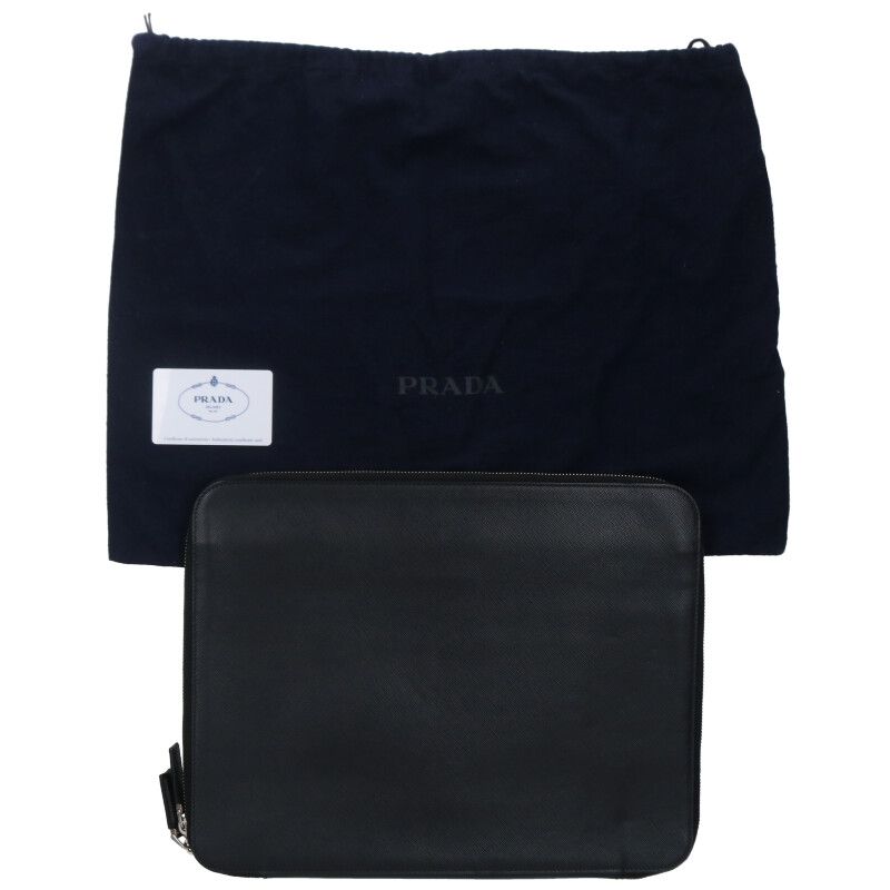 Prada 2vn001 Triangle Plate Saffiano Leather Clutch Bag Men's