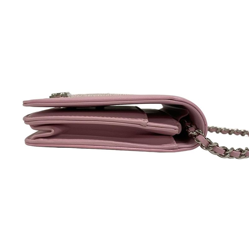 Chanel Wallet Boy Chanel Pink X White X Multi Chain Wallet / Silver Hardware