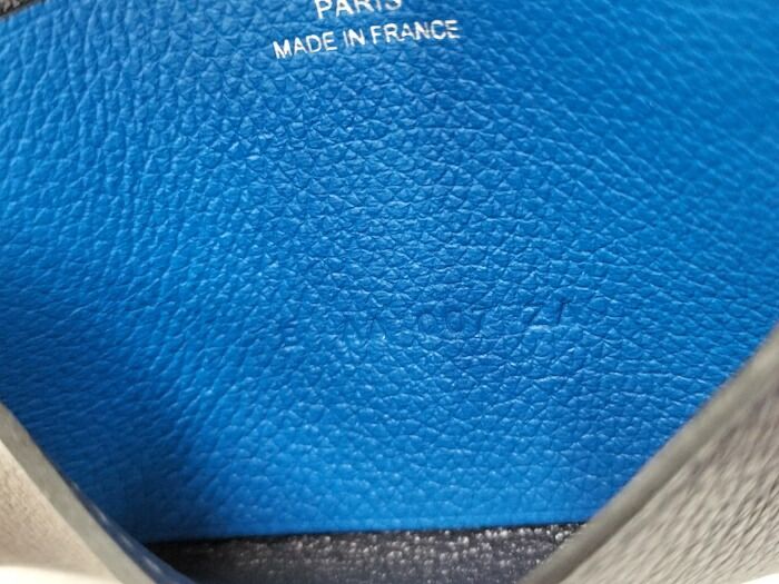 Hermes Serie Card Case Leather Navy Stamped B