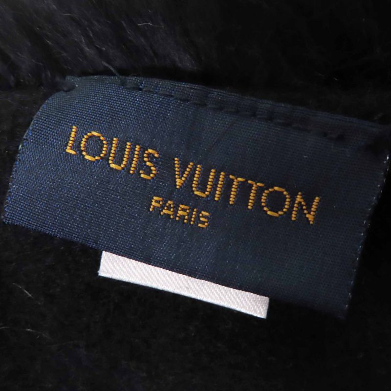 Louis Vuitton M70928 Echarpe LV Neon Rabbit Lined Cashmere Blend Scarf Black