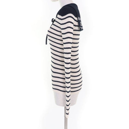 Christian DIOR 214s27am731 100% Cotton Striped Sailor Collar Long Sleeve Knit