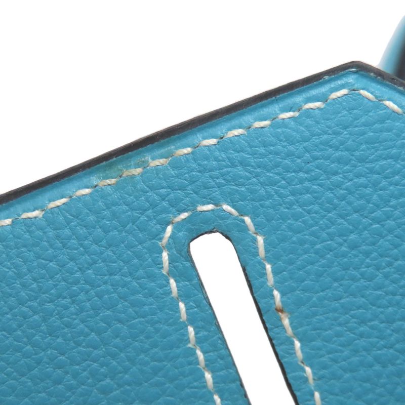 Hermes Birkin 30 Blue Jean Silver Hardware Handbag Epson Women