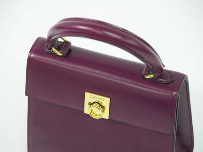 Authentic Celine Leather Handbag Purple Bag Pre-owned [follow-up Discount