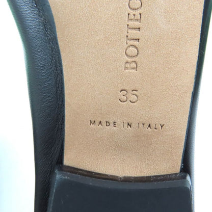 Bottega Veneta Square Toe Leather Flat Pumps Black 35 With Box