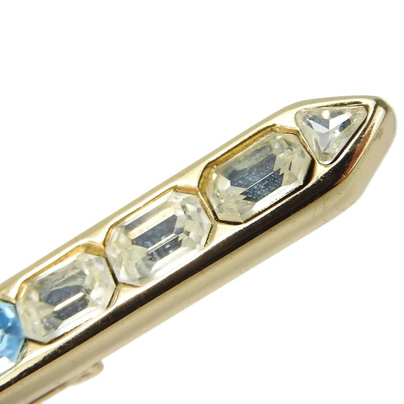 Christian Dior Brooch Metal Gold Clear Gold Hardware Plated Rhinestone Ribbon
