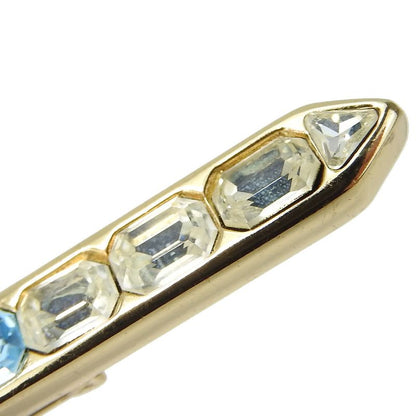 Christian Dior Brooch Metal Gold Clear Gold Hardware Plated Rhinestone Ribbon