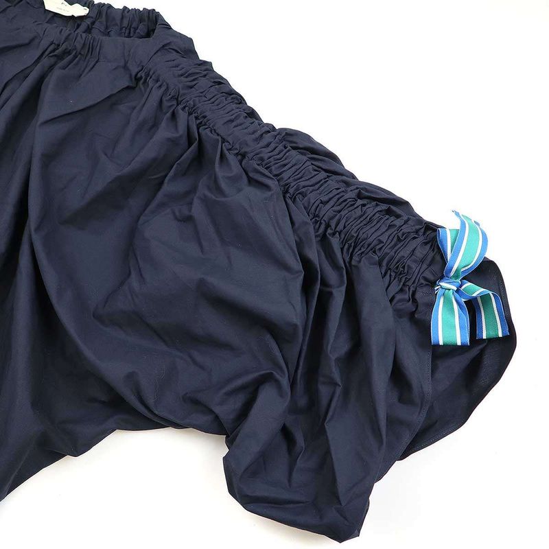 Fendi Asymmetrical Poplin Ribbon Dress Fd9648 A0my Navy 36