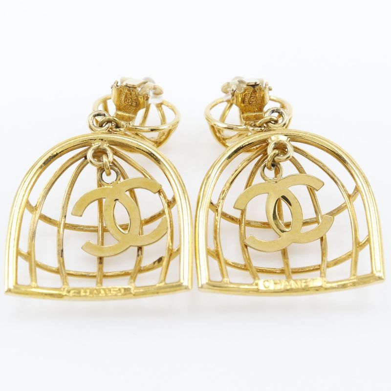 Chanel Birdcage Gold Plated 93P 31.9g Earring