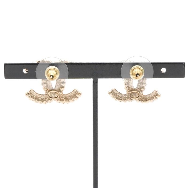 Chanel Earrings Earring Gold Coco Mark Rhinestone