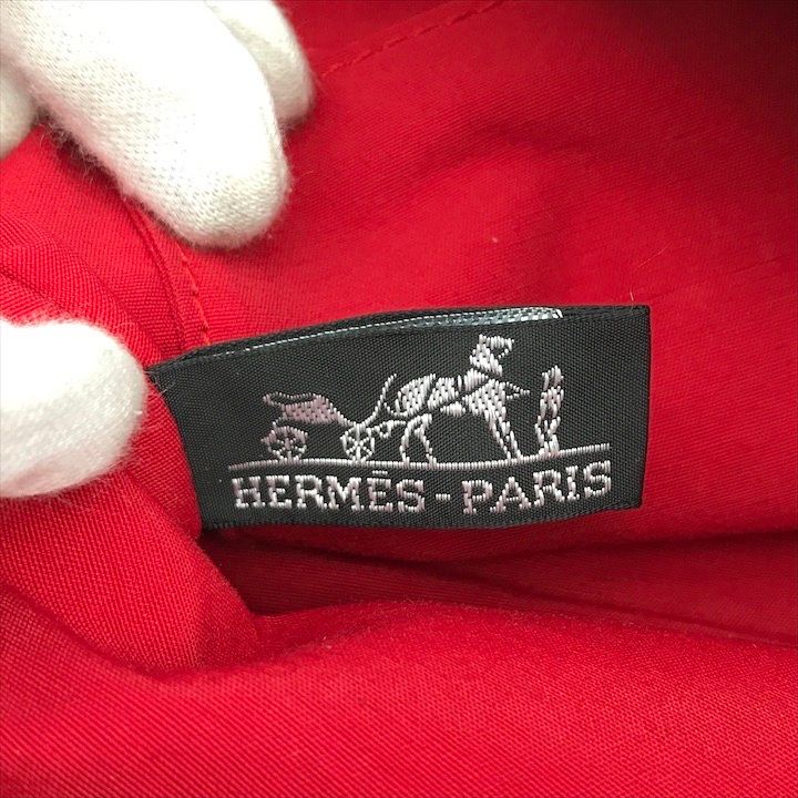 Hermes Bolide 25 Cotton Pouch Case Cosmetic Red