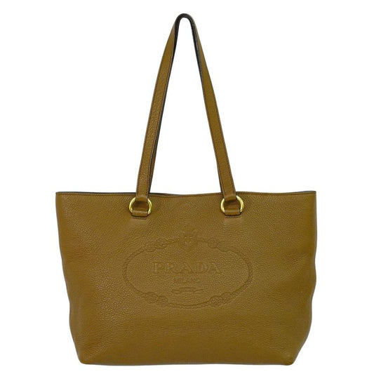 Authentic Prada Leather Shoulder Bag Tote Bag Brown Bag Pre-owned [follow-up
