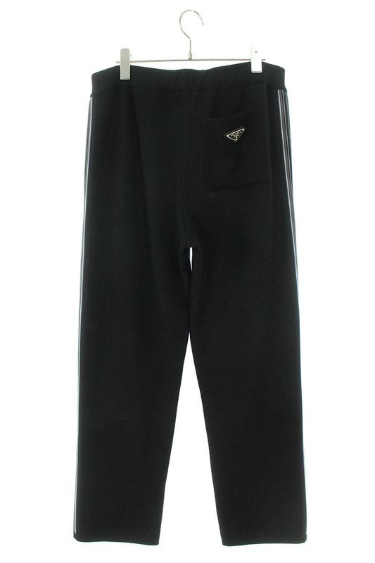 Prada 23SS Ump129 Triangle Plate Silk Blend Track Long Pants Men's 48