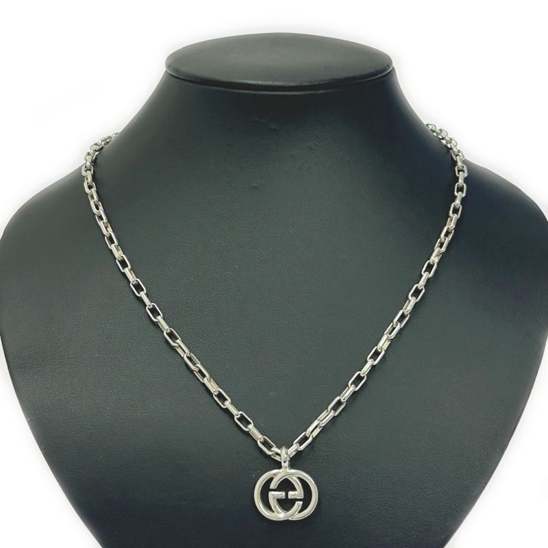 Gucci Silver Interlocking G Necklace 22.6g 925 Engraved 365424 Necklace