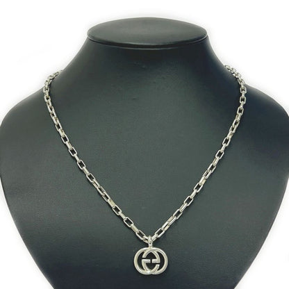 Gucci Silver Interlocking G Necklace 22.6g 925 Engraved 365424 Necklace