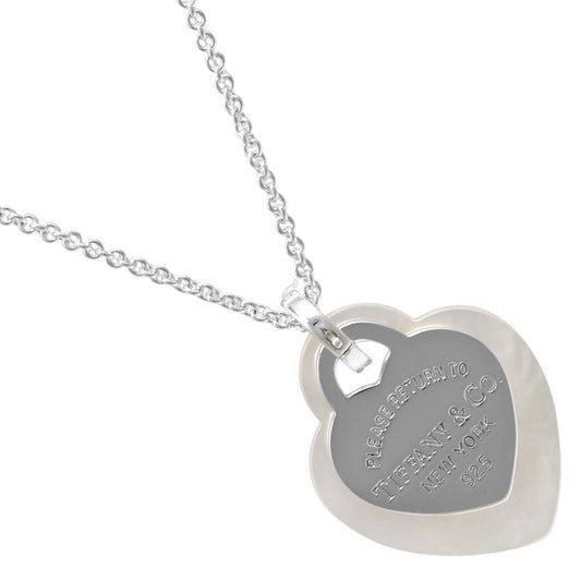 Tiffany & Co Return To Tiffany & Co Double Heart Tag 925 Silver X Shell Ladies