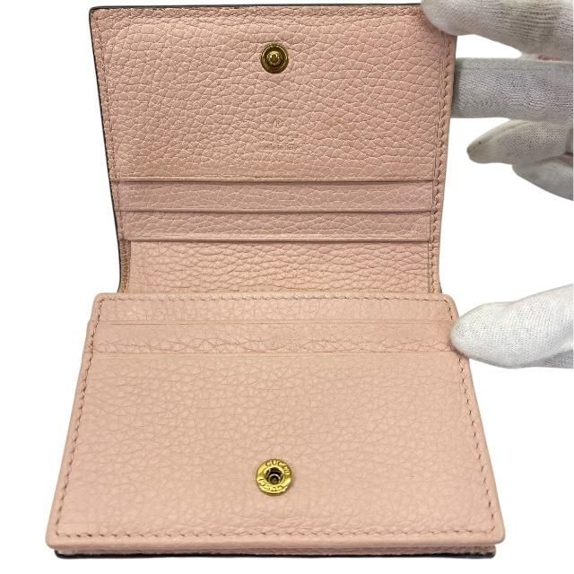 Gucci 460185 Animalier Bee Fold Wallet Compact Wallet Mini Wallet Leather Pink